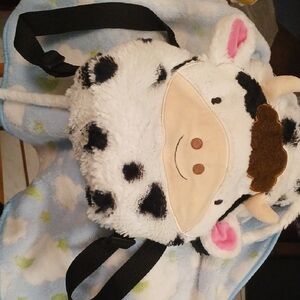 Cow Plush Backpack with Pink Accents